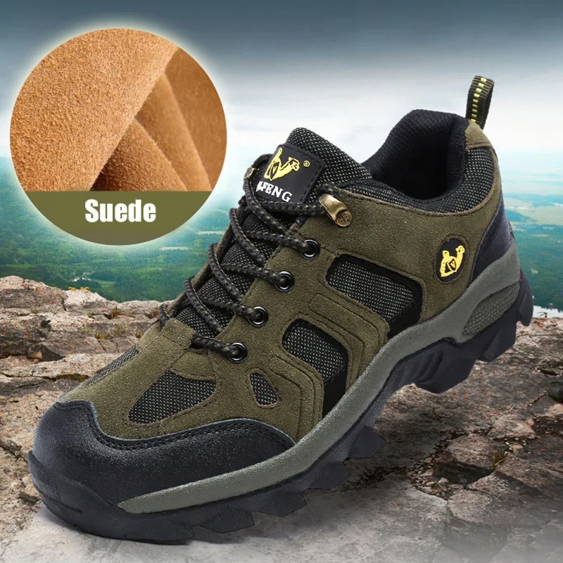 

Outdoor Hiking Shoes Men High Quality Leather Non-Slip Breathable Sneakers Trekking Mountain Desert Climbing Shoes Big Size36-48