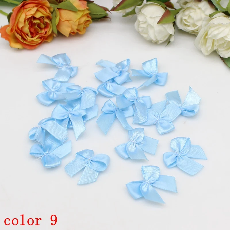 50-100 Stück/Packung 2*2,5 cm kleine Dacron Band Bogen Blume Handwerk Dekoration Handarbeit DIY Party Dekoration farbige Band Schleifen – Detail 17