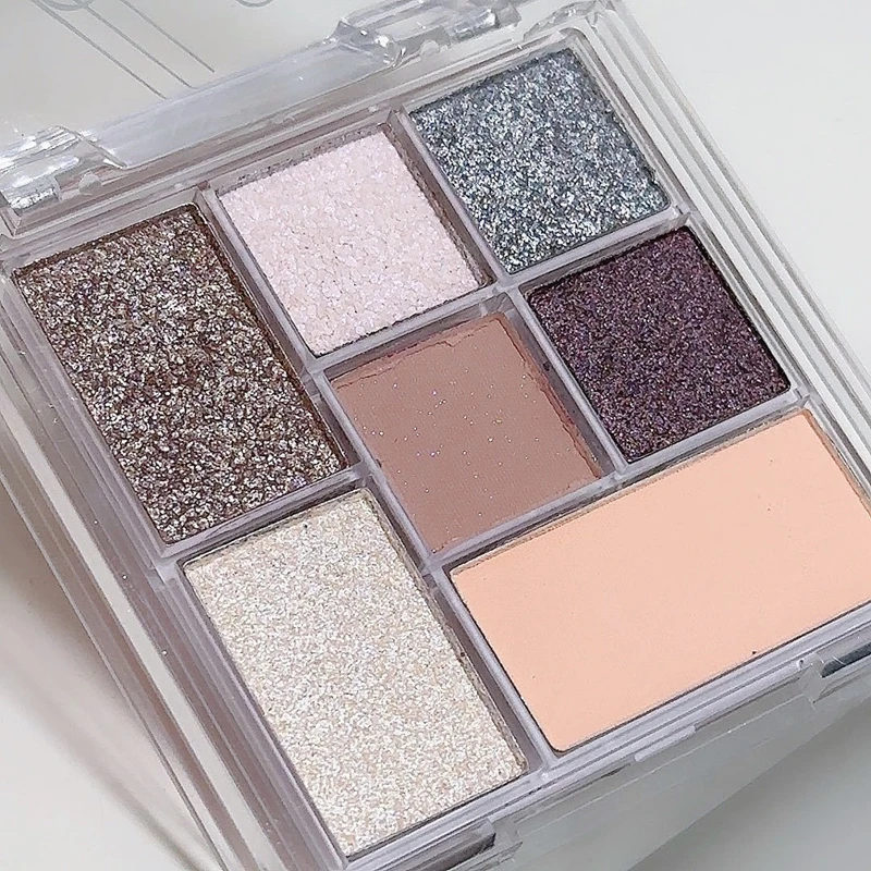新7色マット韓国アイメイク顔料アイシャドウトレイ、長持ちアイメイクパレット、低彩度アイシャドウトレイ
