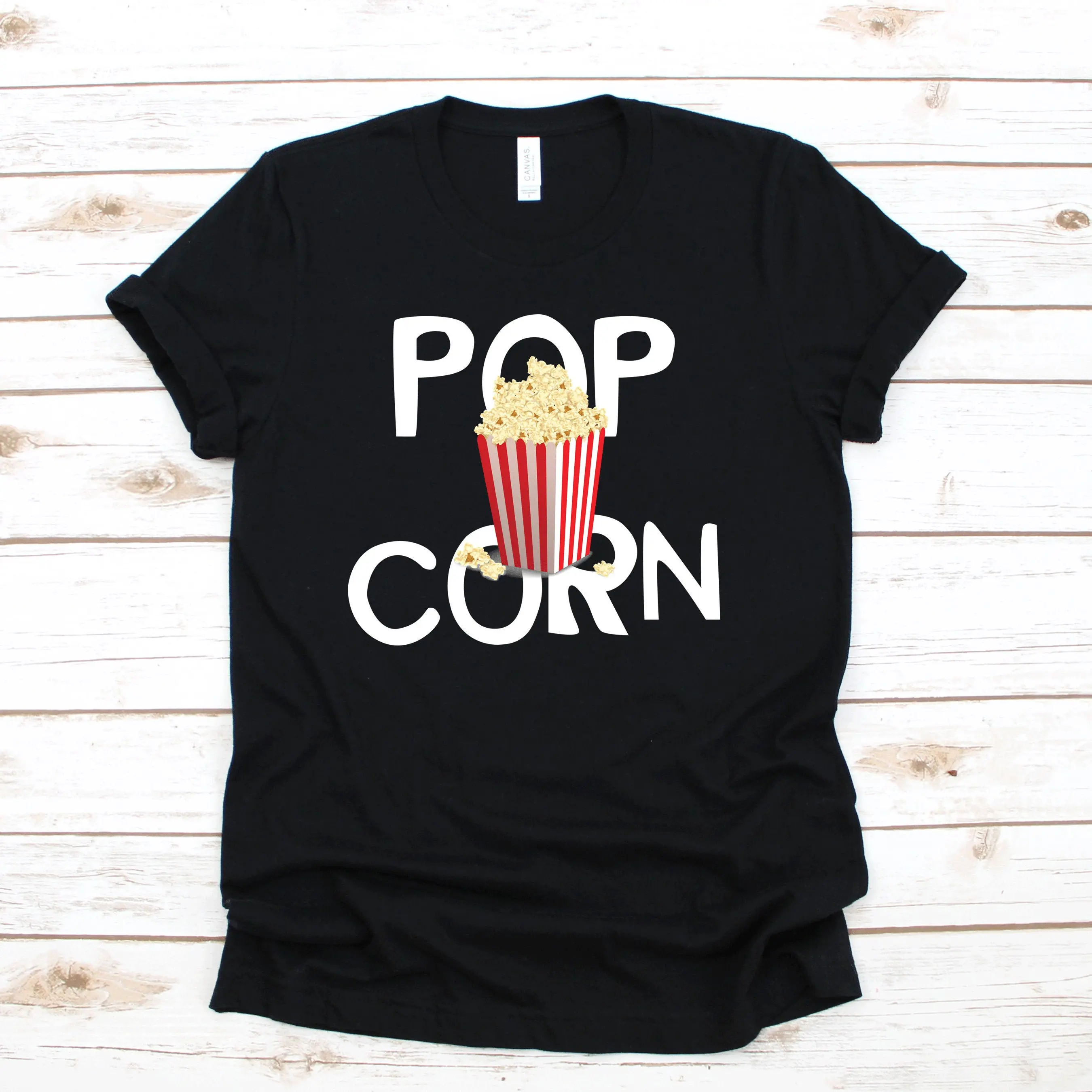 Popcorn Movie Snack T Shirt Funny Joke Lover Crop Foodie Pop Corn Junk Food S Fun Cinema Party Present