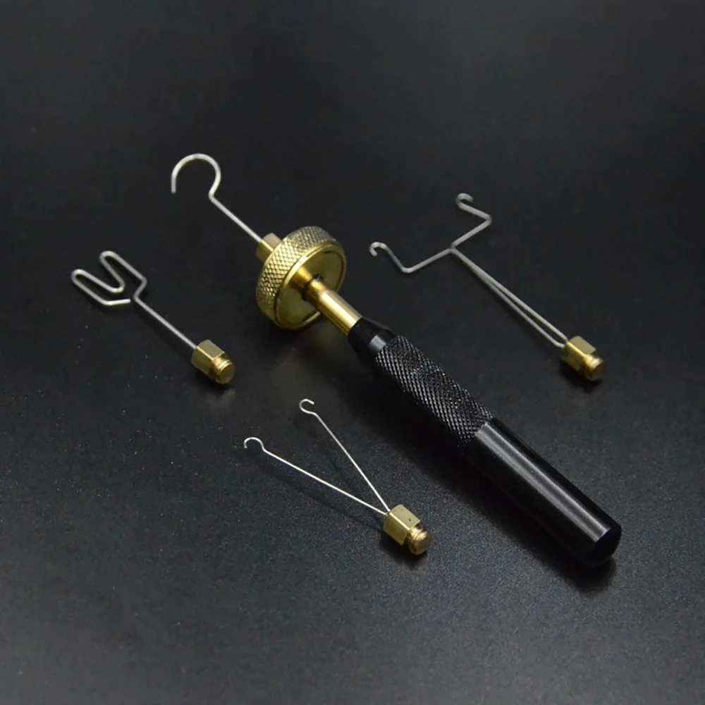 4-Line Fly Tying Tool with Stainless Steel Handle & Brass Spool