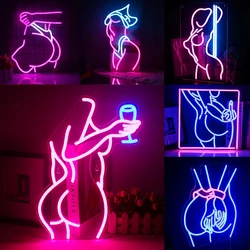 Sexy Frau Neon LED Zeichen Raum Dekoration USB angetrieben Mit Schalter Für Party Bar Schlafzimmer Ästhetische Schlafzimmer Wand Dekorieren Lichter