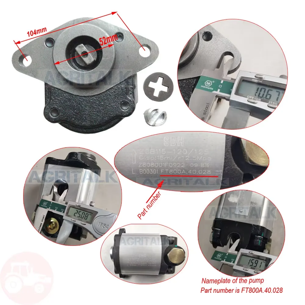 FT800A.40.028 / FT800A.40A.028 , Steering pump for Foton Lovol FT804 / FT824 / FT904 tractor
