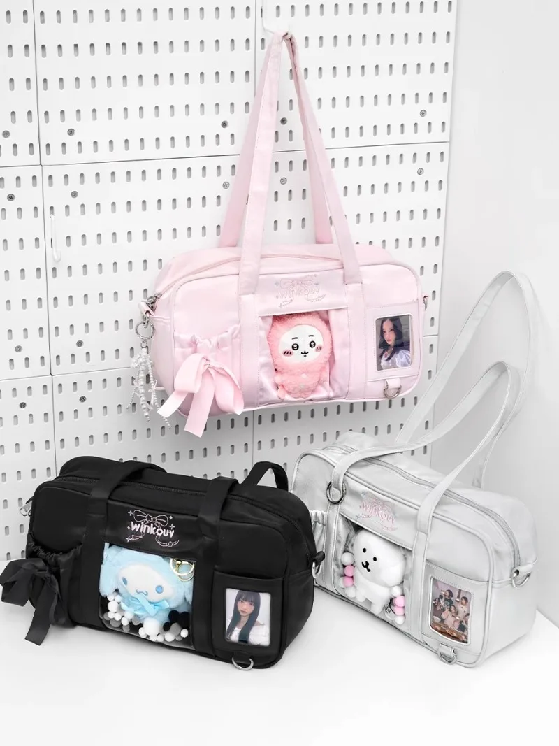 

Transparent Ita Bag Underarm Sac Femme Daily Using Bolsos De Mujer Lace-up Bow Shoulder Bags for Woman All-match Bolso