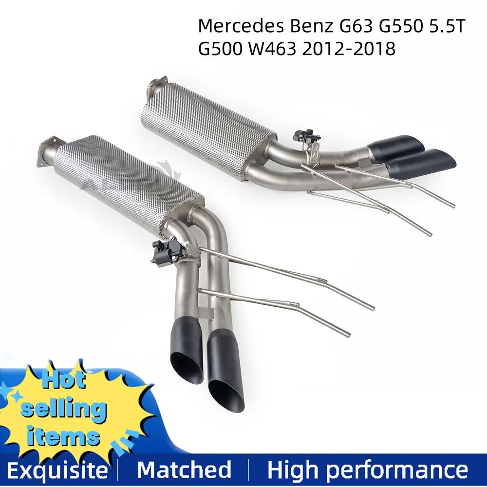 

Задний выпуск Cat для Mercedes Benz G63 G550 5.5T G500 W463 2012-2018 Клапан выхлопных труб с теплозащитным экраном и карбоновым наконечником