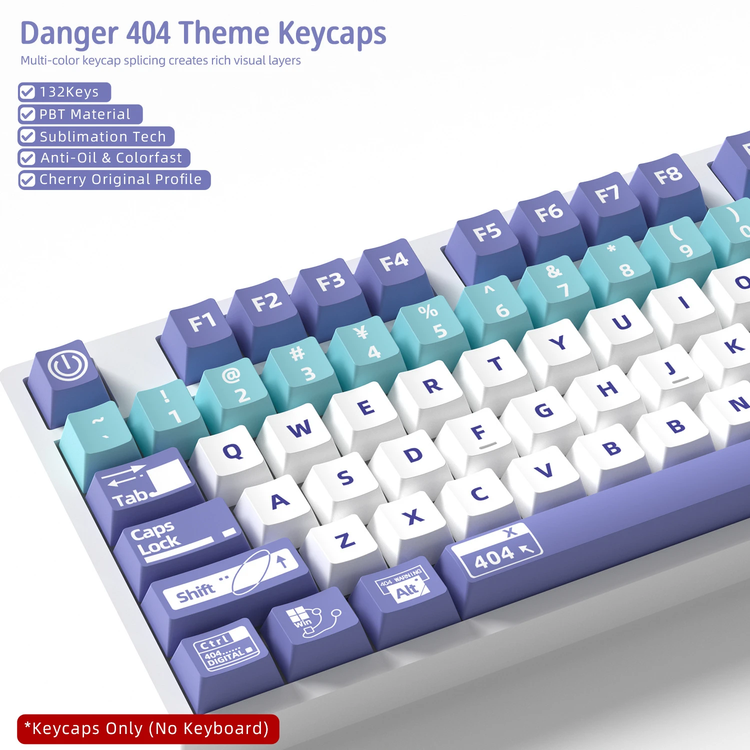 Danger Keycaps 132 Keys PBT Material Keycaps Cherry Profile DYE-SUB For MX Switch Wooting Mechanical Keyboard ISO ANSI Layout