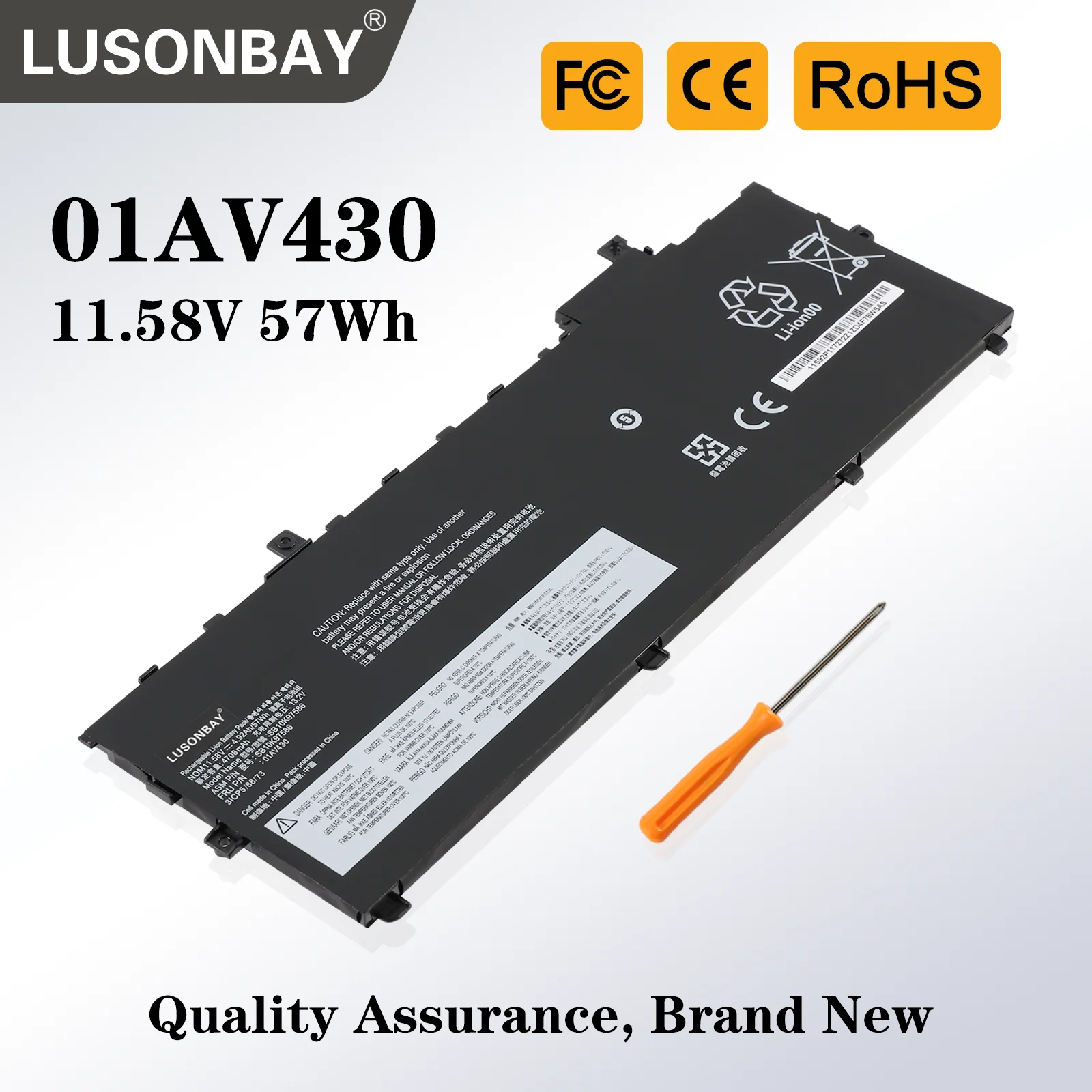 LUSONBAY 01AV494 01AV430 For Lenovo ThinkPad X1 Carbon 5th 2017/6th Gen 2018 Laptop Battery 01AV429 01AV431 SB10K97587