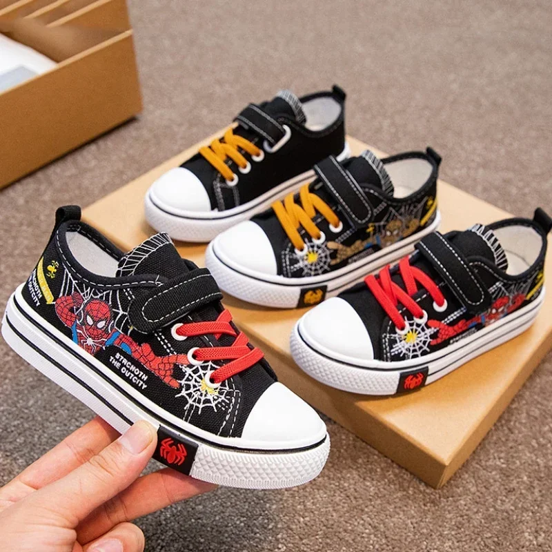 

Детские парусиновые туфли Disney, Нескользящие кроссовки для мальчиков-пауков, мягкая подошва, спортивная обувь для улицы