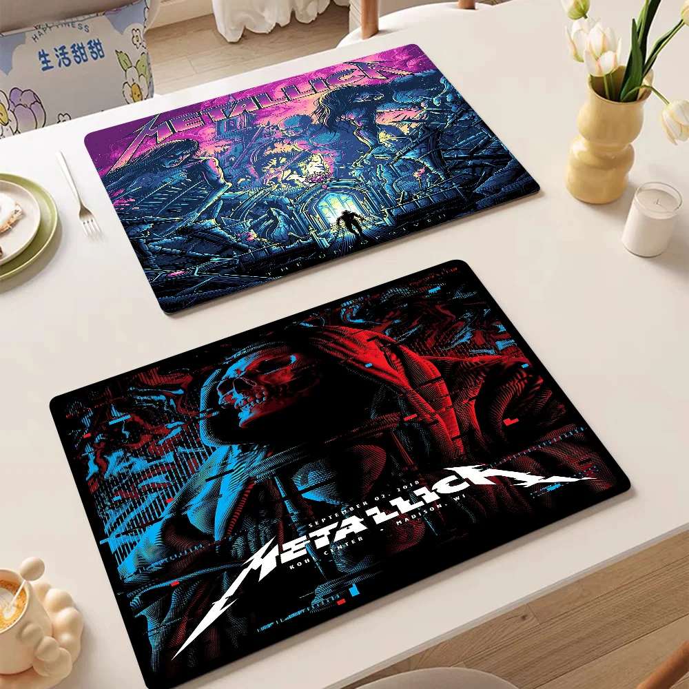 

Band M-METALLICA Cool Printed Dish Drying Mat Super Absorbent Coffee Drain Pad Tableware Quick Dry Rug Kitchen Placemat