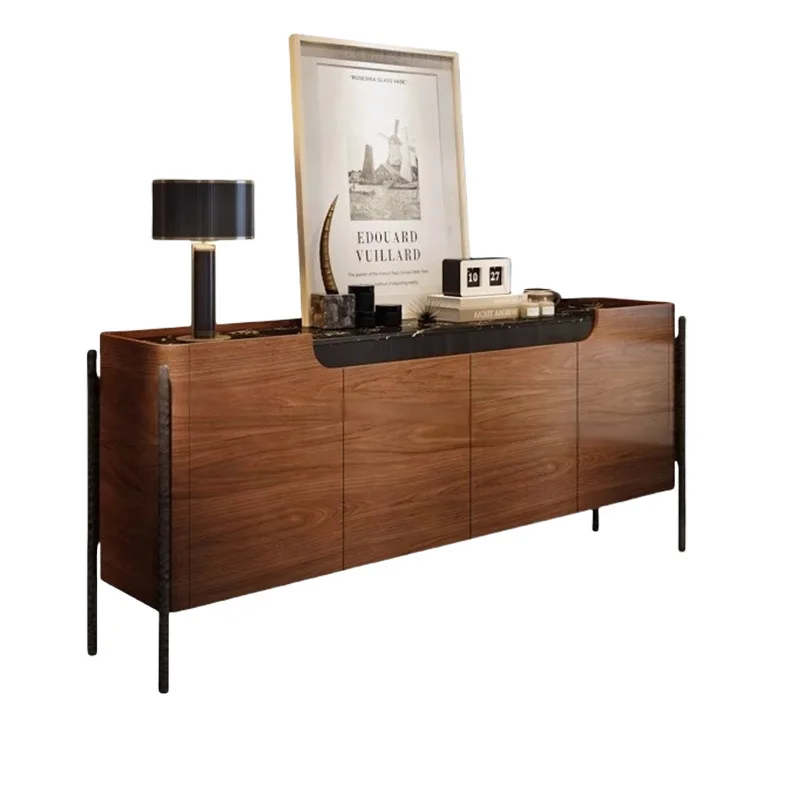 LTT French retro style door cabinet living room solid wood Italian marble dining side cabinet