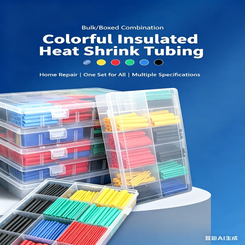 127-750pcs Heat-shrink Tubing Thermoresistant Tube Heat Shrink Wrapping Kit Electrical Connection Wire Cable Insulation Sleeving