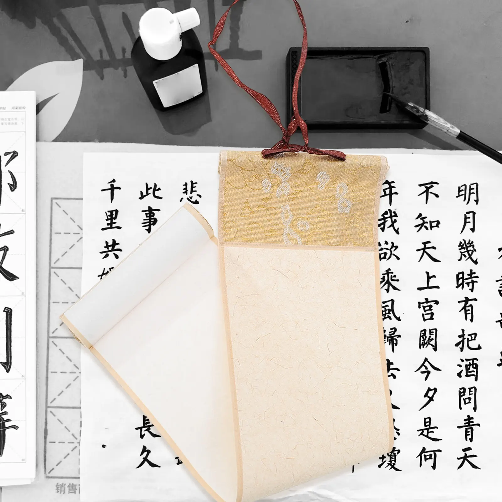 1pc For Chinese Calligraphy Painting Rice Art Craft, Wall Paper Decor Home Scroll For Painting Office Scroll