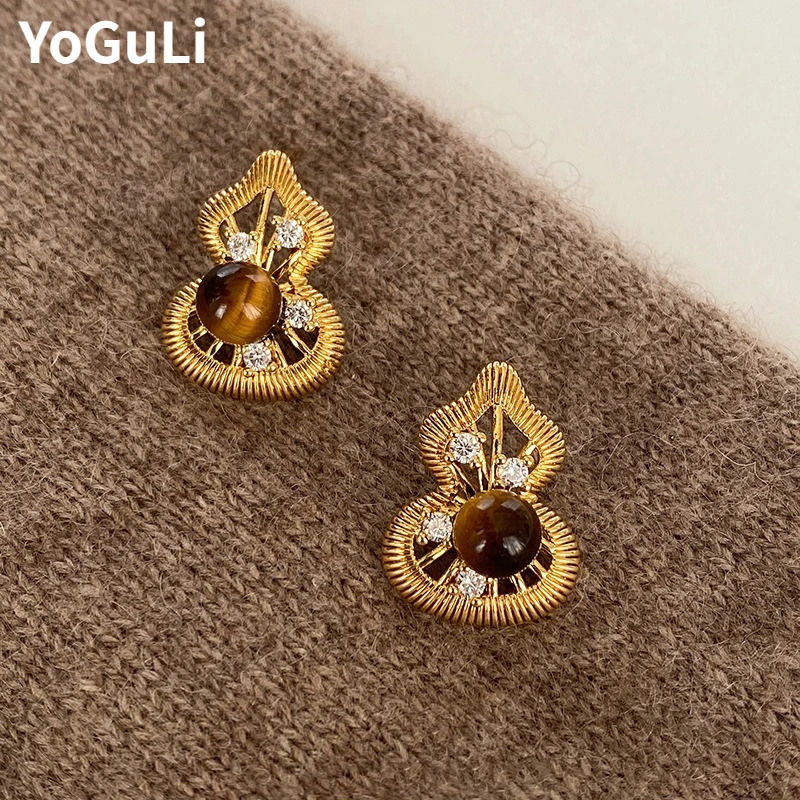 

Trendy Jewelr Delicate Design Hot Selling Gold color Gourd Metal Earrings For Women Female Gifts Pretty Ear Accessories