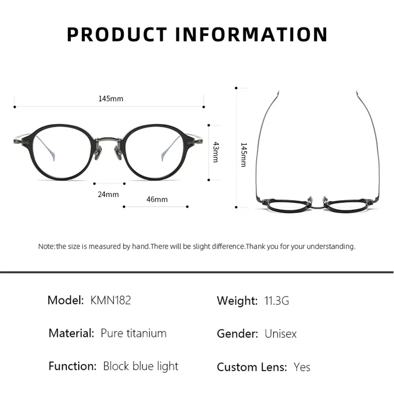 CLLOIO Women Pure Titanium Acetate Luxury Frames Blue Light Blocking Reading Glasses Men Retro Round Myopia Prescription Eyewear