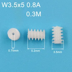 W3.5x5mm 0.8A 0.3M Worm Pinion Hole 0.75mm Plastic Helical Gear Aircraft Toy Accessories Technology Parts