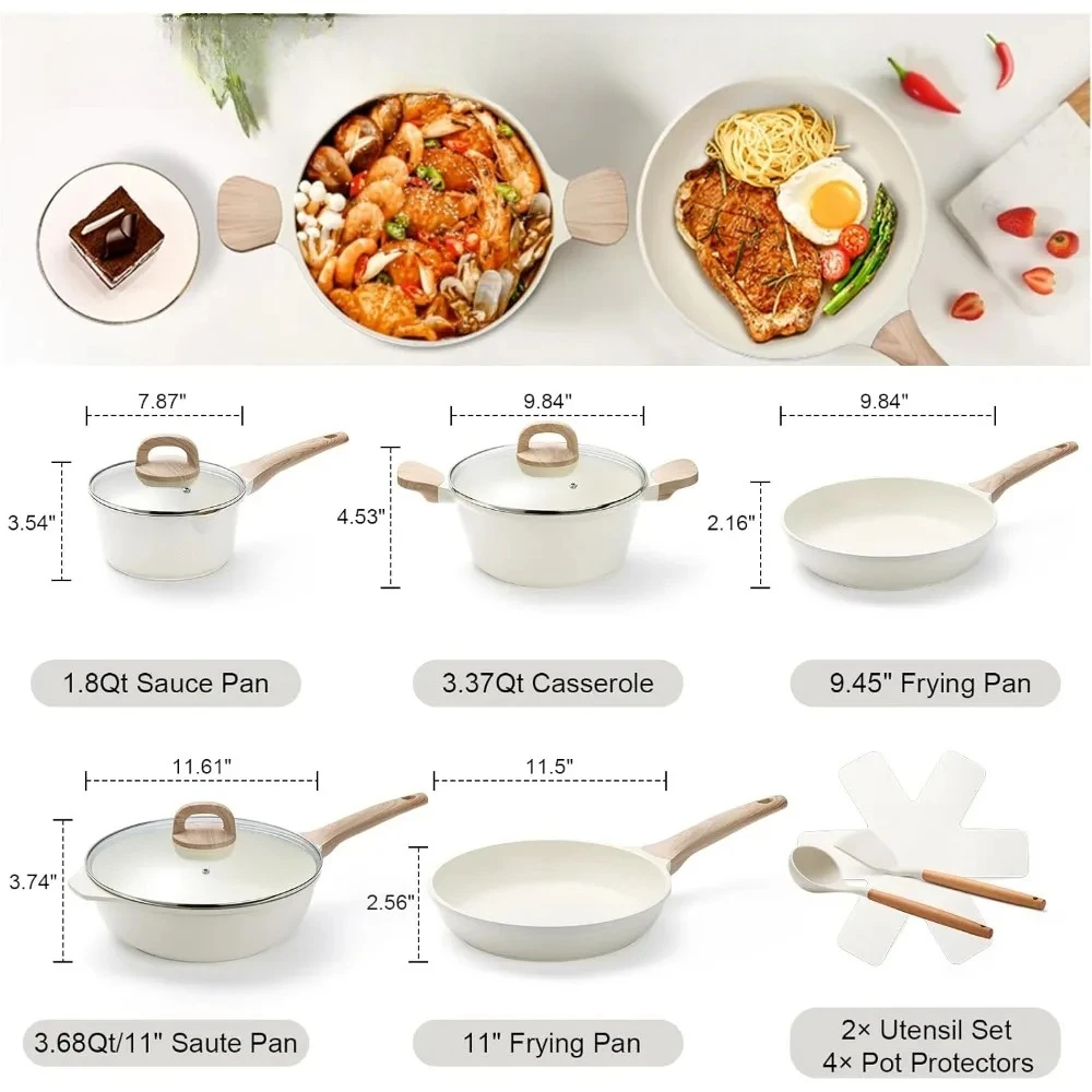 

Upgraded version 14 Pcs Pots and Pans Set, Nonstick Cookware Sets, Granite Induction Cookware Non Stick Cooking Set