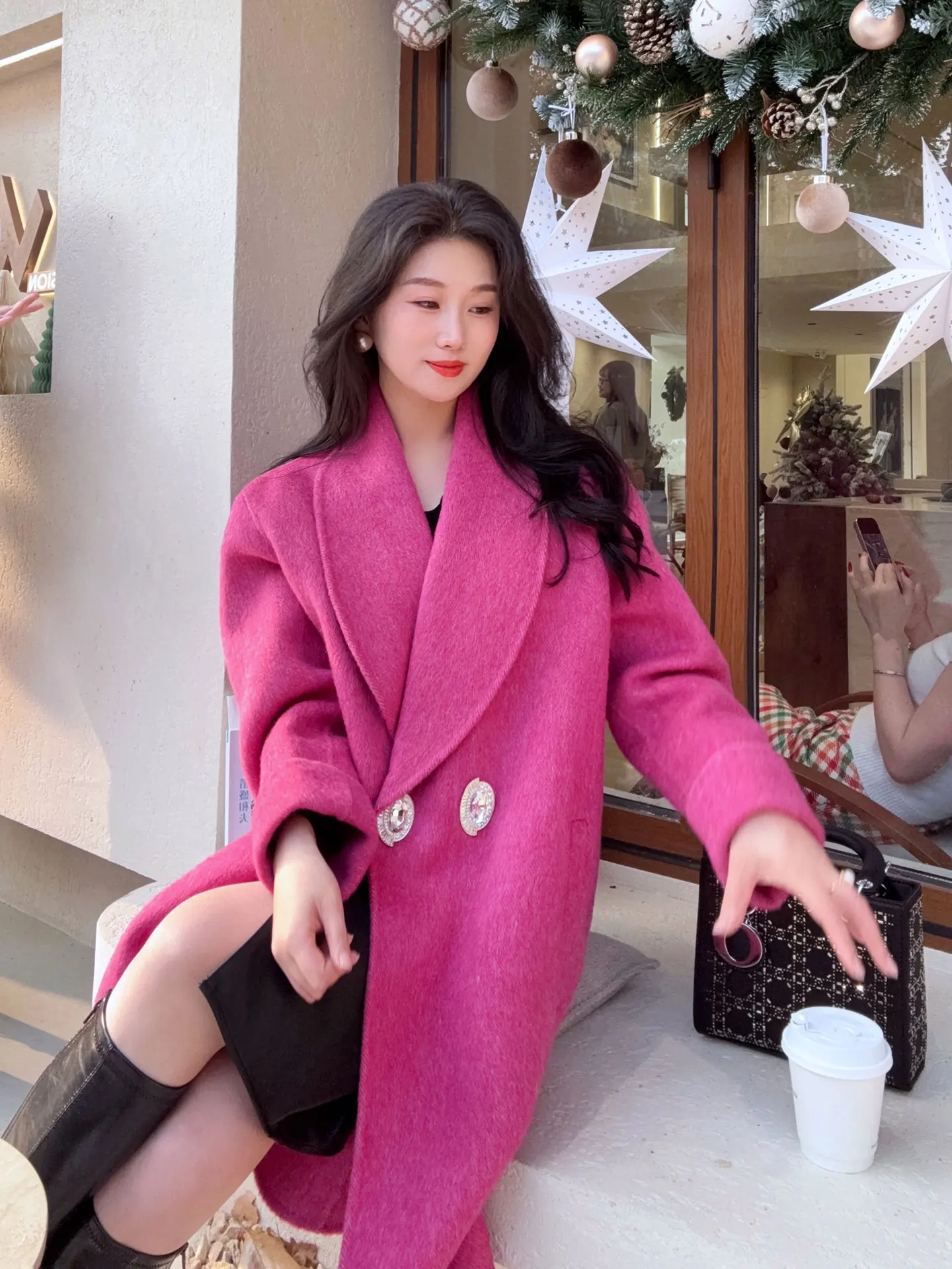 

Женское шерстяное пальто YANGXIAOJING: свободный крой, элегантный дизайн, премиум-класс, осень-зима, новинка, длинный рукав