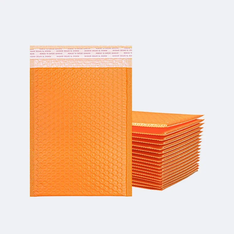100Pcs 7 Sizes Bubble Mailers Orange Poly Packaging Bags Business Padded Waterproof Envelope Jewelry/gift Shipping Bag Pouch