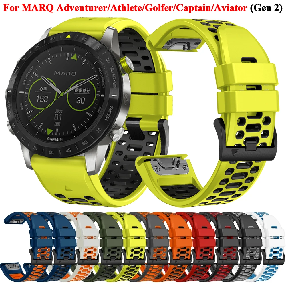 22mm 26mm Correa For Garmin MARQ Athlete Adventurer Golfer Captain Aviator Epix Gen 2 Strap Quickfit Silicone Watchband Bracelet