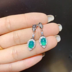 FS 5*7mmNatural Green Opal Earrings S925 Sterling Silver Fine Fashion Charm Weddings Jewelry for Women New 2023 With Certificate