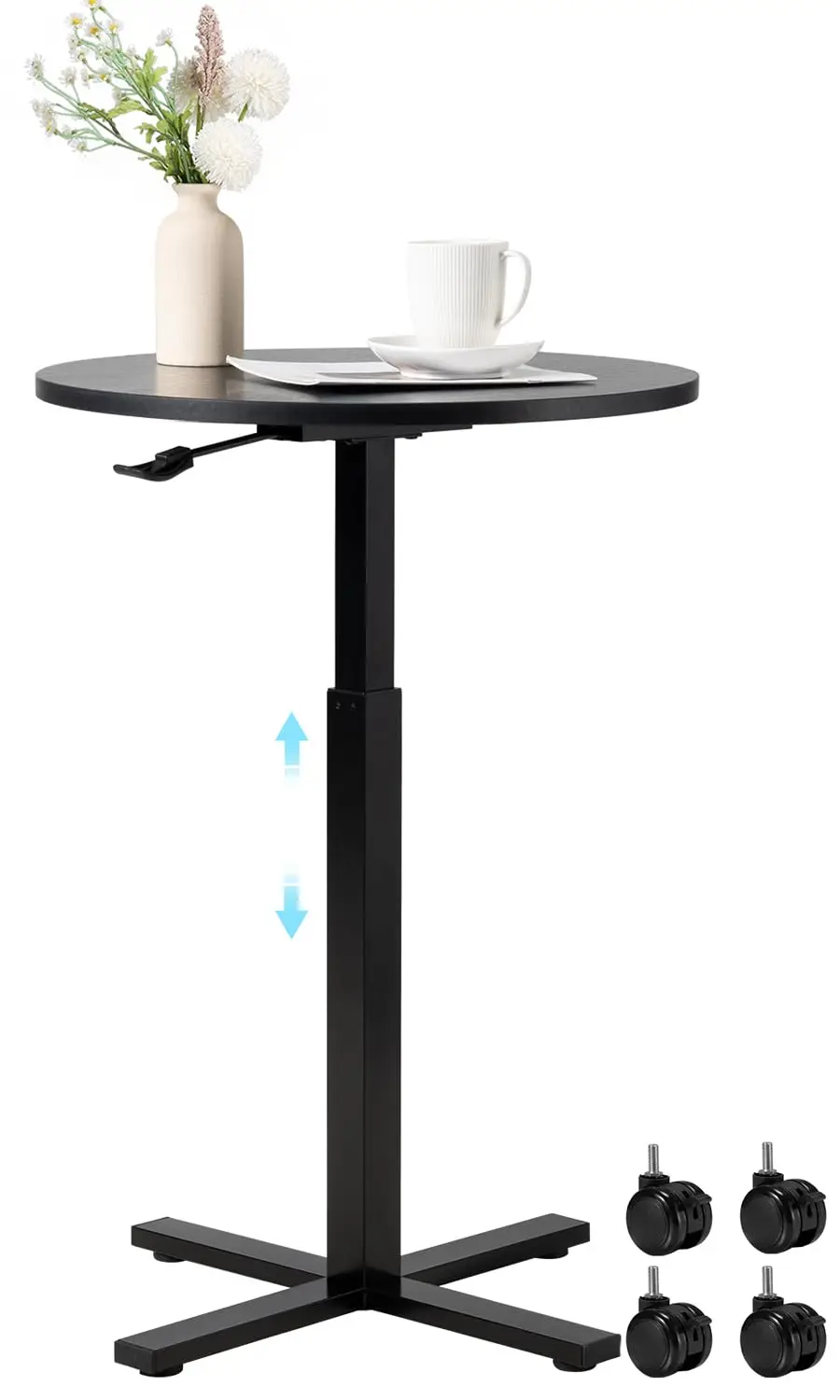 

Круглый барный стол, регулируемый по высоте круглый стол для паба 23,8 дюйма со съемными колесами и сменными опорами, на заказ