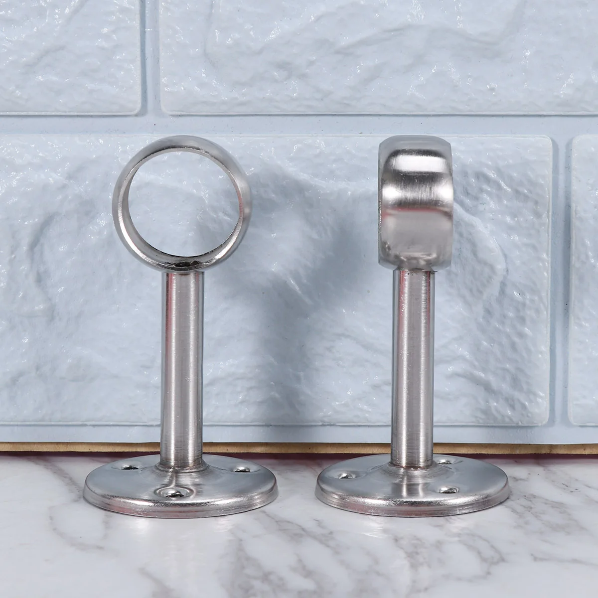 

2Pcs Stainless Steel Closet Pole Socket Round Shape Rustproof Heavy Duty Rod Bracket for Closet Curtains 25mm Diameter Support