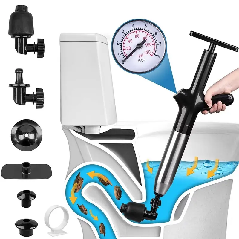 【HOUSEHOLD GOODS】Clogged Toilet Unclogger High Pressure Drain Plunger Pipe Plunger For Bath Sink Bathtub For Dredge Clog Device