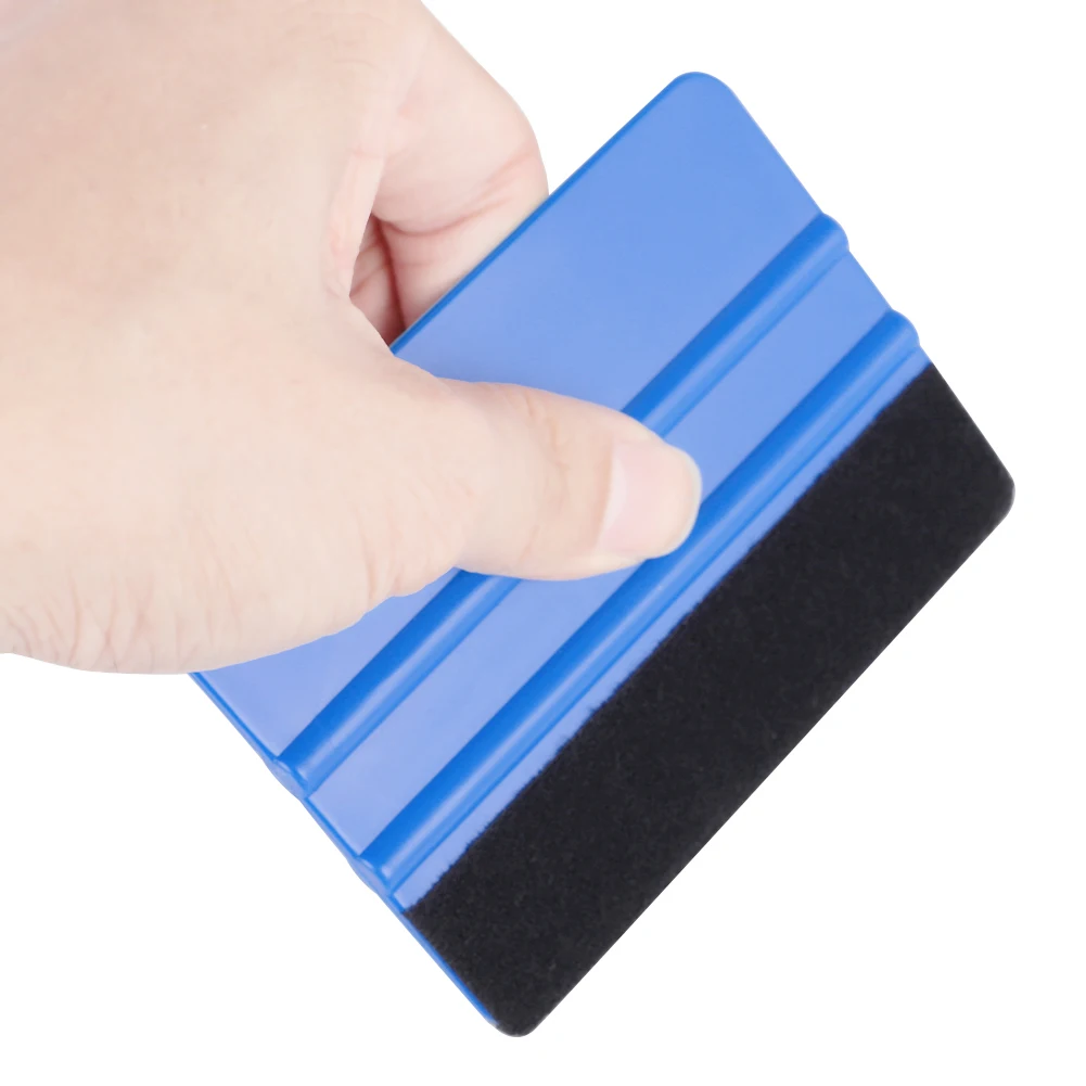 1/10Pcs 10x7cm Car Vinyl Carbon Fiber Window Ice Remover Cleaning Wash Car Scraper With Felt Squeegee Tool Film Wrapping