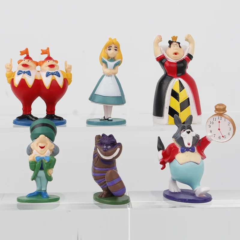 6 unids/set dibujos animados Anime Alice aventuras en el país de las Maravillas figura de acción Disney juguetes de PVC muñeca de modelos coleccionables decoración de pasteles regalos