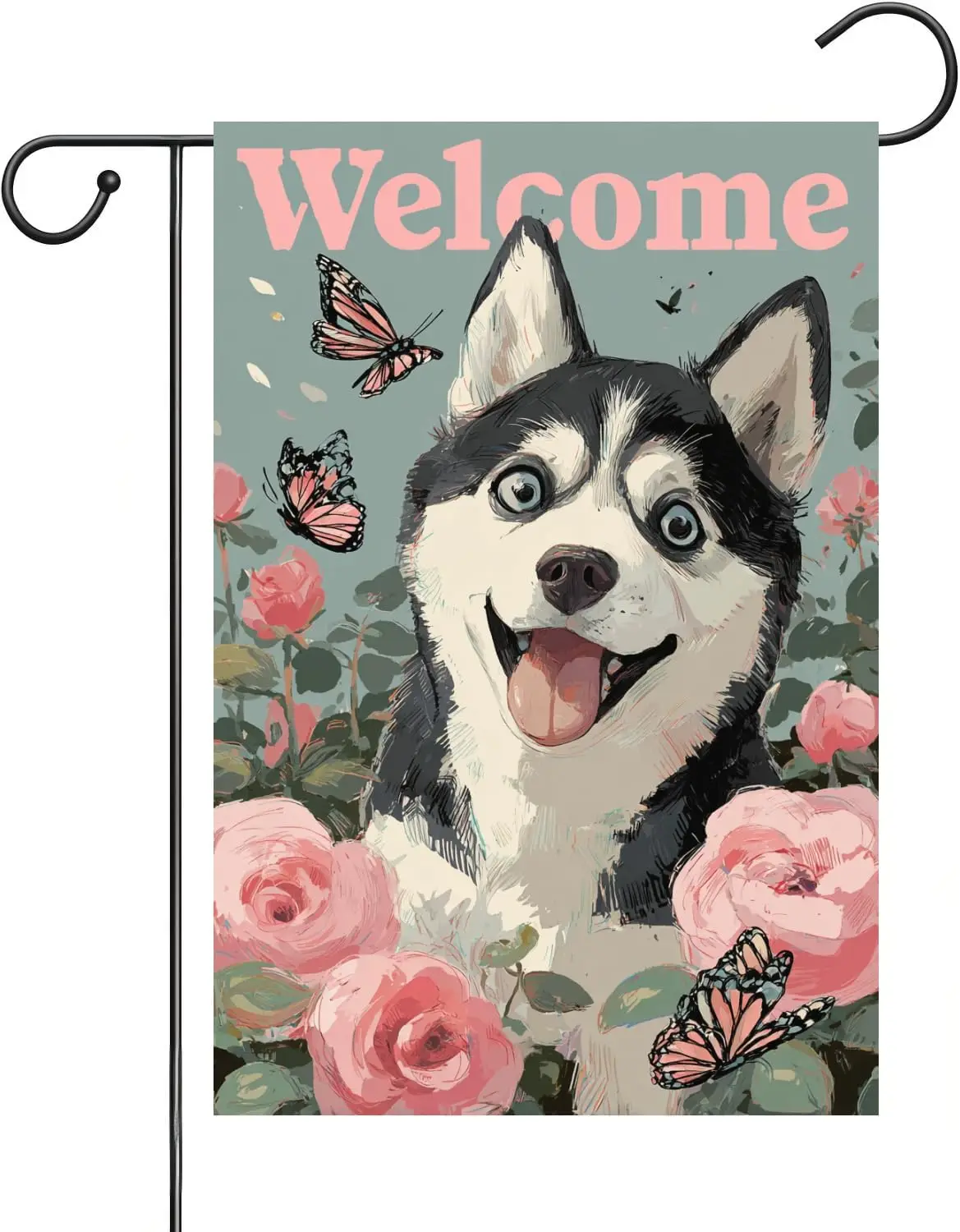 Husky Garden Flag 12x18-Inch Double-Sided Coarse Linen Butterfly Fluttering On Flowers Spring And Summer Yard Porch Lawn Out AAS