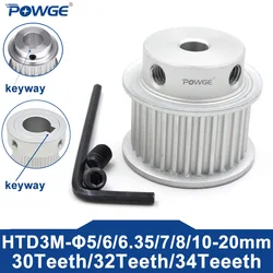 POWGE 30 32 34 teeth HTD 3M Timing Pulley Bore 5/6/6.35/7/8/10/12/14/15/16/17/18/20mm for HTD3M belt width 6/10/15mm 30T 32T 34T