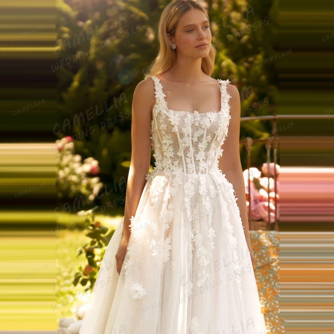 فساتين زفاف فاخرة للنساء على شكل حرف A بدون أكمام دانتيل زينة سويب تراين زي العرائس بدون ظهر Vestidos De Novia مخصصة