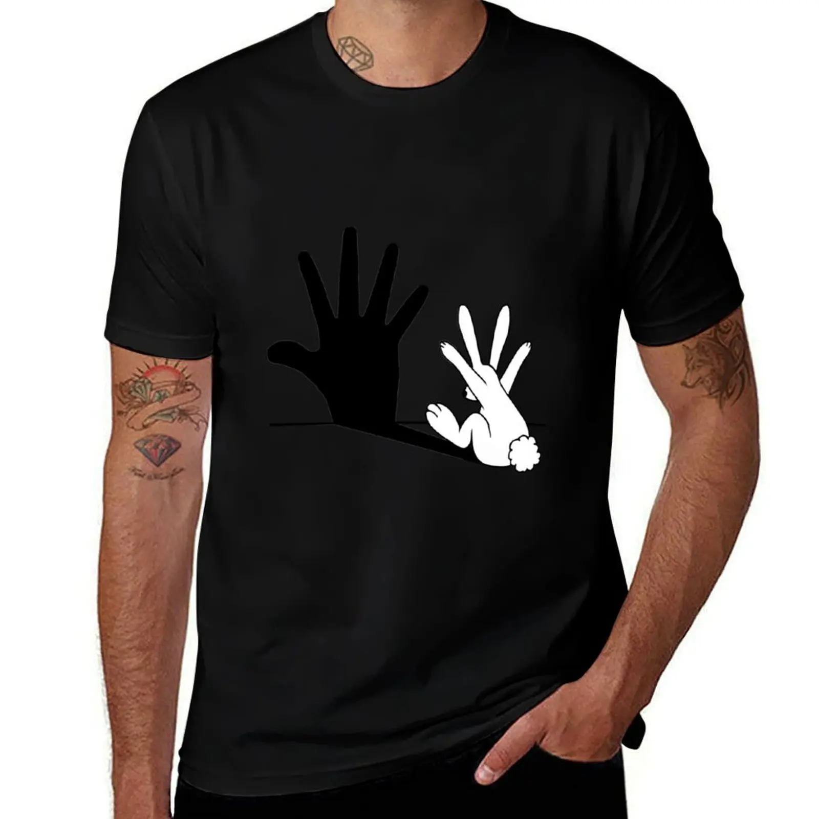 Rabbit Hand Shadow T-Shirt Large Size Casual Short Sleeve Top
