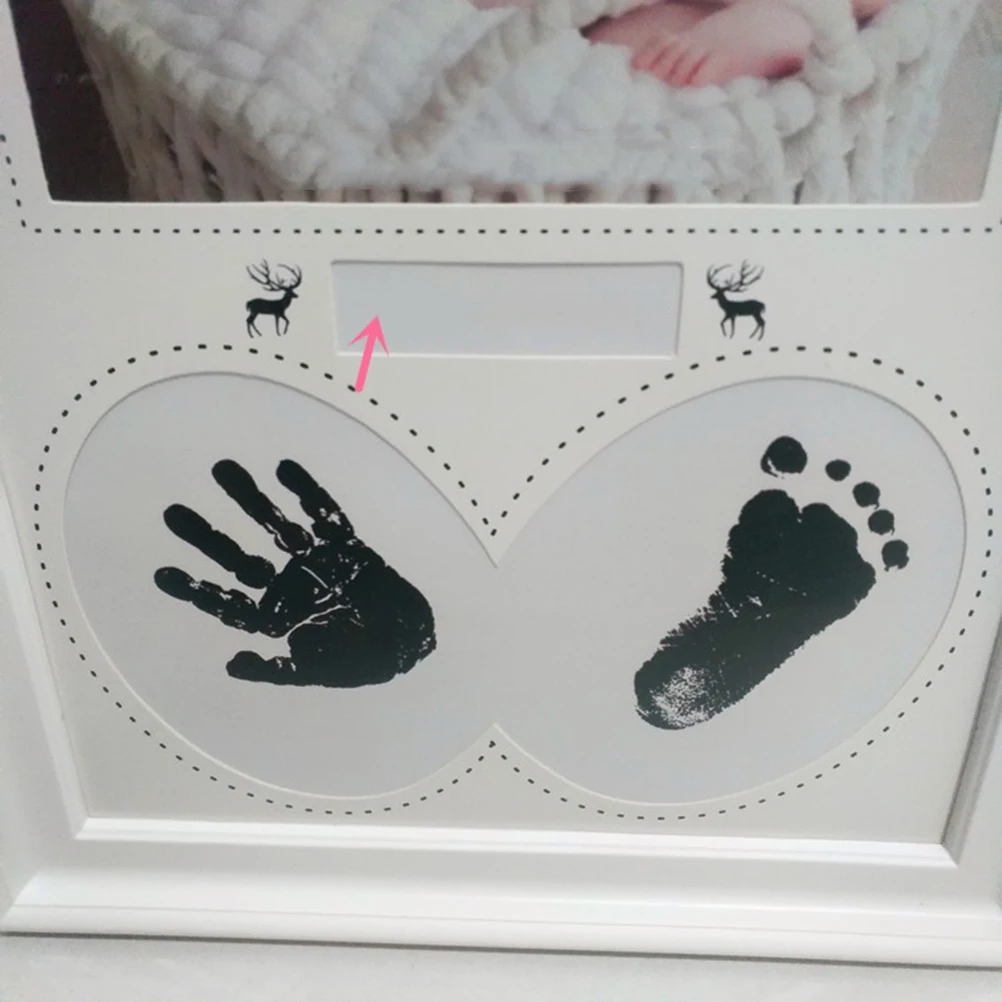 

Baby Keepsake Frame Newborn Handprint Footprint Photo White PVC Room Decor Perfect Gift for Baby Showers Newborn Photo Frame