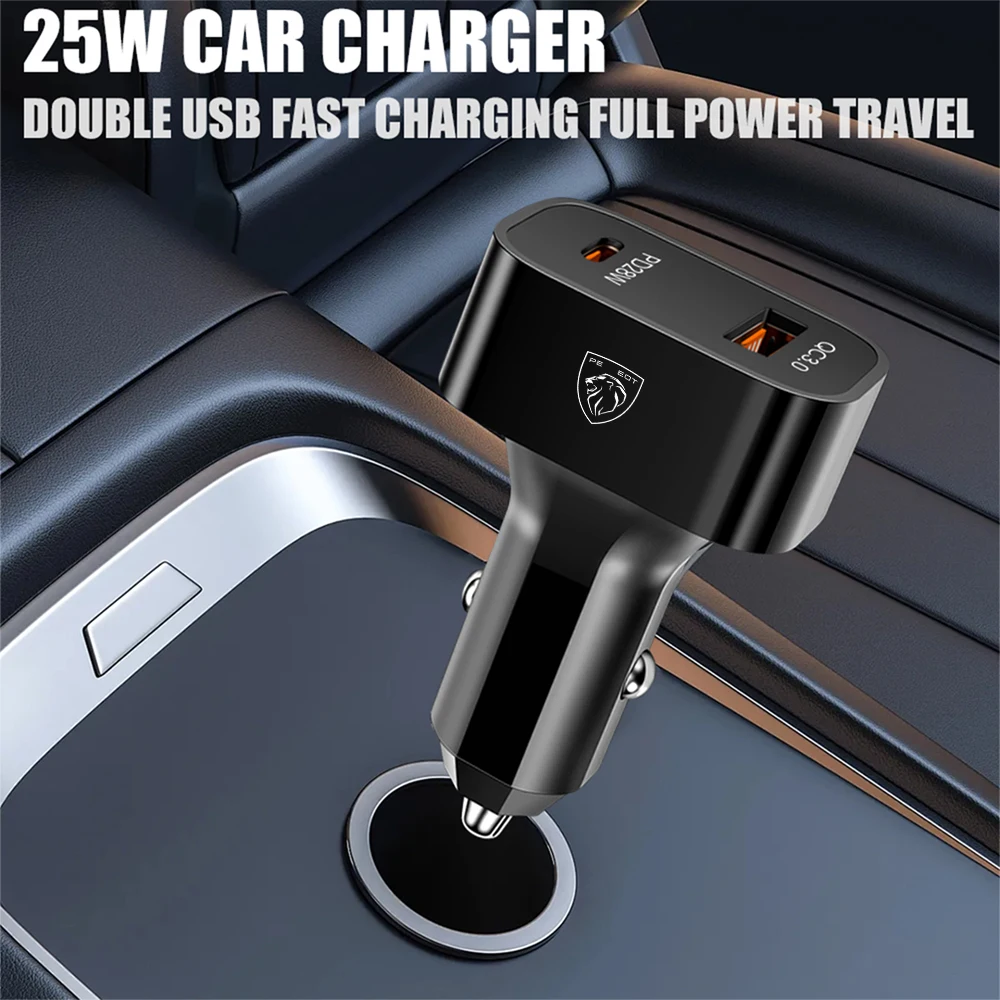 Автомобильное зарядное устройство PD 25 Вт QC3.0 с двумя USB-адаптерами питания для Peugeot 208 306 307 308 508 106 107 108 2008 3008 5008 206 207 Автомобильное зарядное устройство PD 25 Вт QC3.0 с двумя USB-адаптерами питания для Peugeot 208 306 307 308 508 106 107 108 2008 3008 5008 206 207