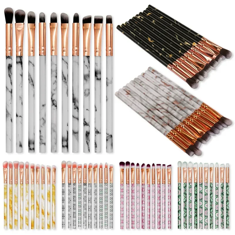 10Pcs Marble brush Set Cosmetic Powder Eye Shadow Foundation Blush Blending Beauty Make Up Tools