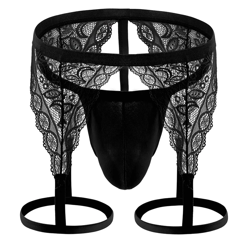 Men's Thongs G-string Jockstrap Sexy Lace Breathable Underwear Homme T-bacck Panties