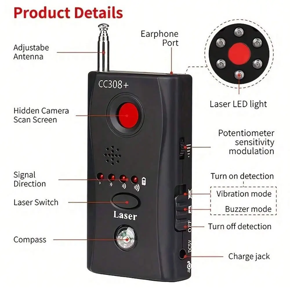 Imagem -06 - Mini Full Range Anti-spy Gadgets Detector Bug Gsm Device Finder Proteger a Privacidade Câmera Hidden Signal Banheiro do Hotel e Quarto