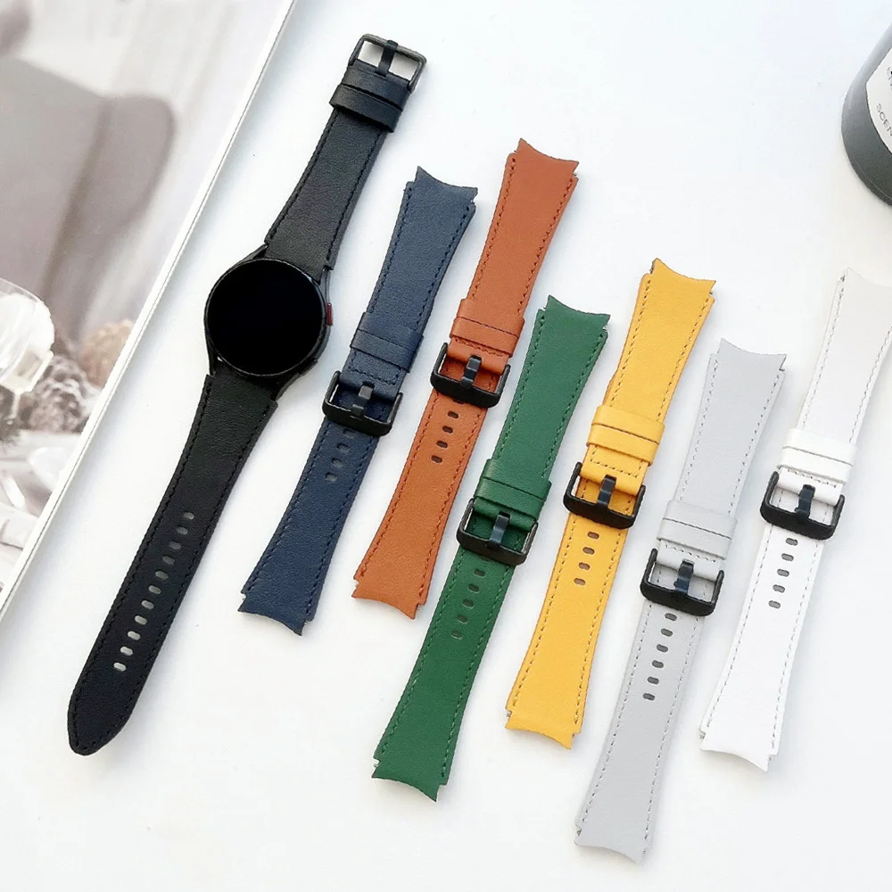 No Gaps Leather Band For Samsung Galaxy Watch 4 classic 46mm 42mm 44mm 40mm smartwatch belt Sport Bracelet Galaxy Watch 4 strap