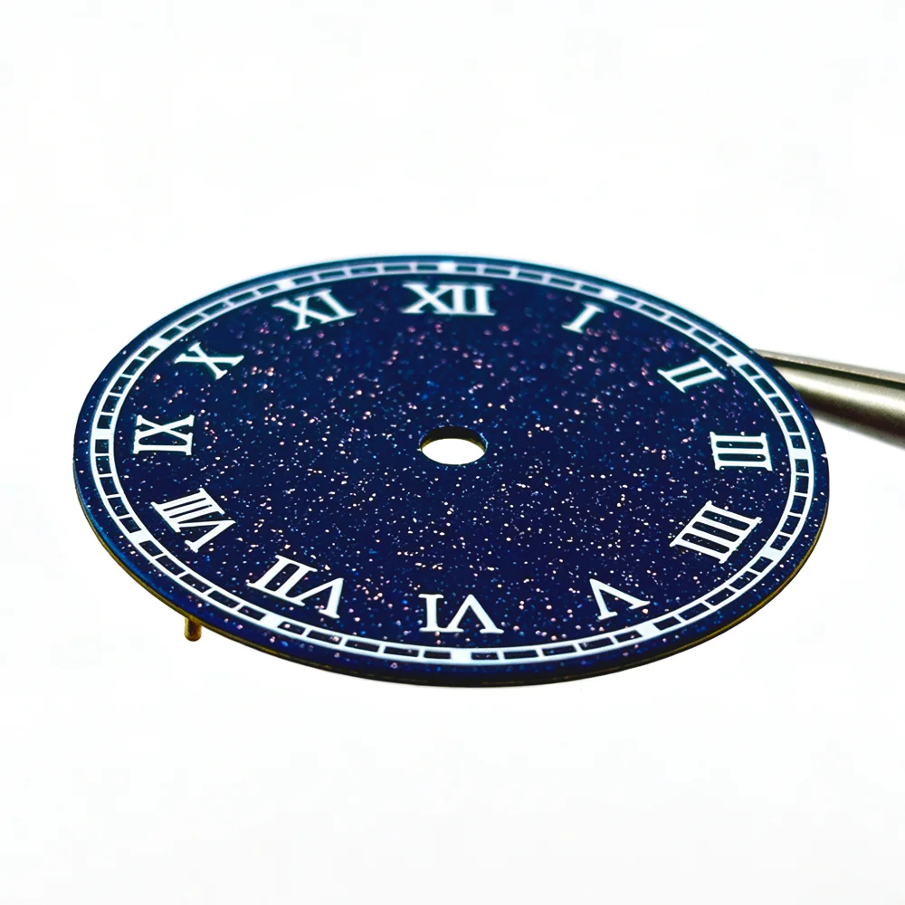 28.5mm Dial NH35 Dial Made of Sparkling Starry Blue-Green Malachite sandstone Cut by CNC Machine for NH35/36 Movement