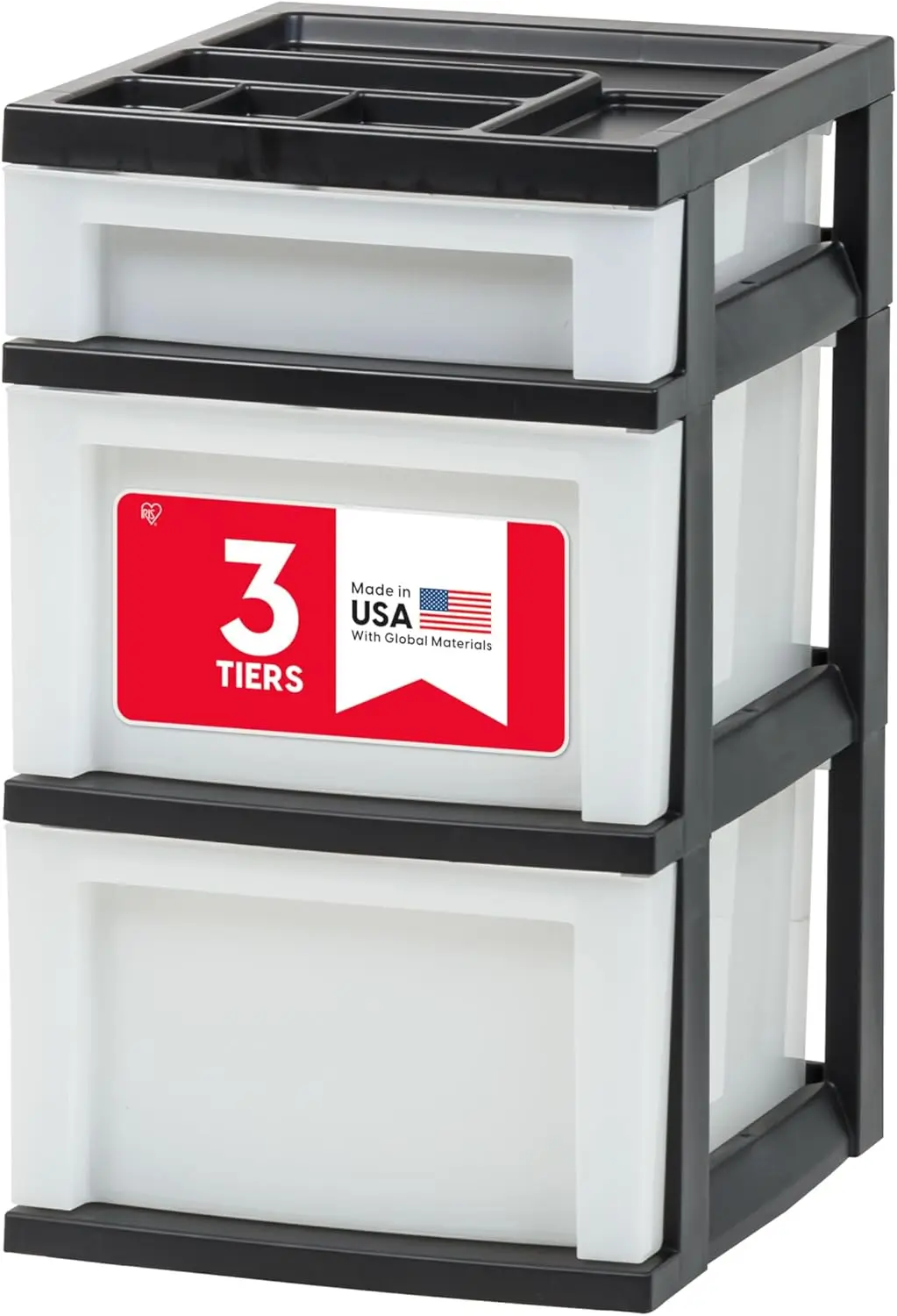 

3-Drawer Rolling Storage Cart for Craft Supplies, Bathroom, Laundry Room in Black/Pearl