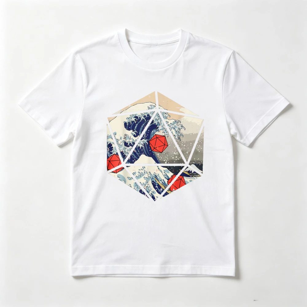 Japanese Style Great Wave Desing RPG Gamer Dungeons and Dragons T-Shirt Casual Fashion Loose O-neck Short Sleeve Breathe Tees