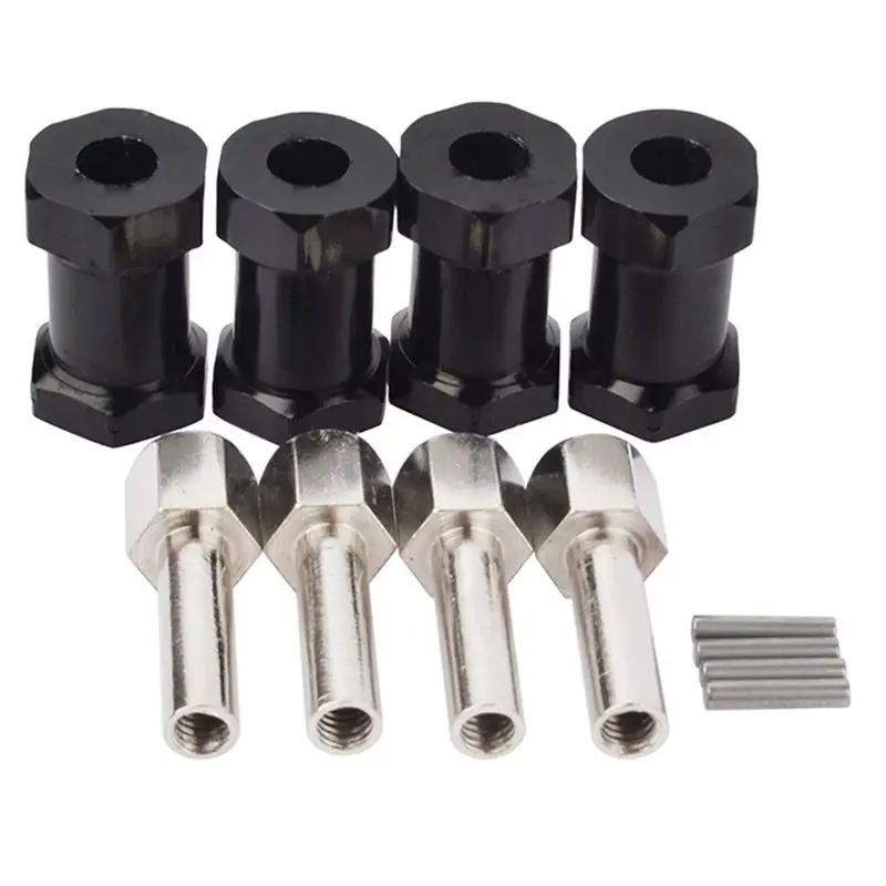 [Todaybuy】 12Pcs Aluminum RC Car 12Mm Hex Wheel Hub Drive Adaptor Extension Combiner Coupler For 1/10 Axial SCX10 D90,Black 20Mm