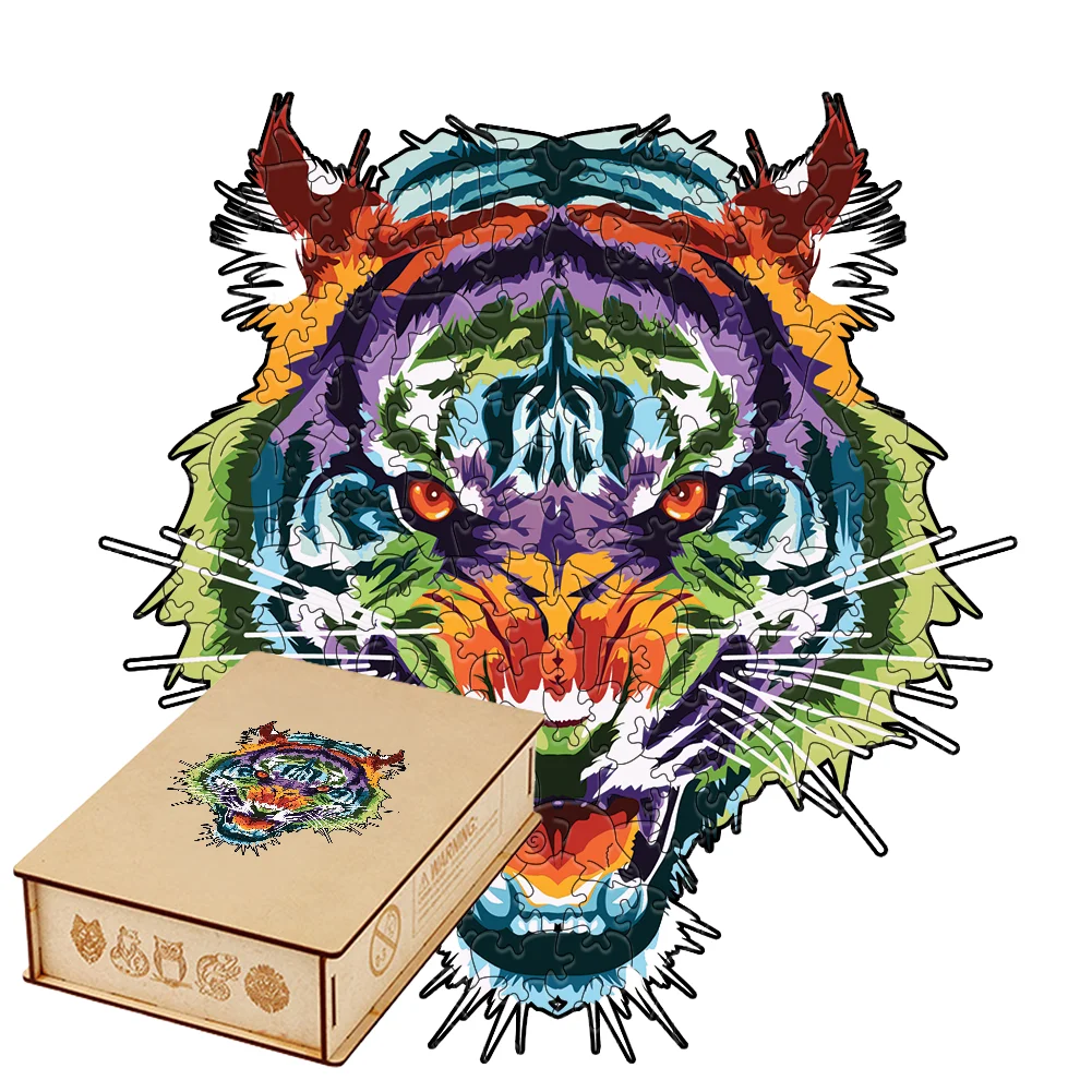 Rompecabezas de Madera 3D de Tigre para Adultos, Juego de Mesa de Ingenio con Forma de Animal Feroz, Regalos de Cumpleaños