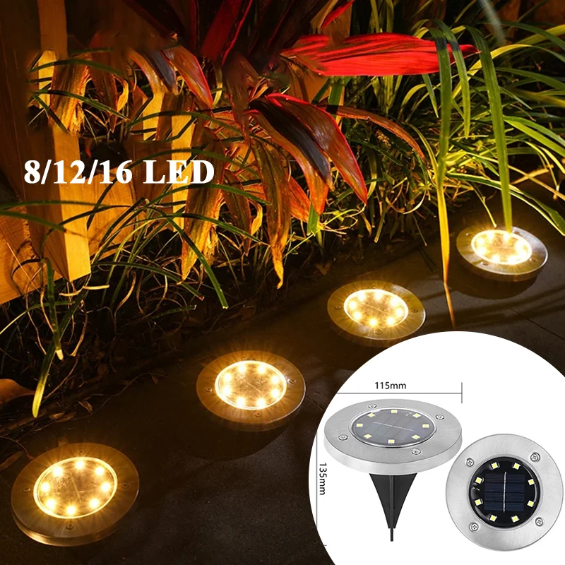 

Solar Power Disk Light, Underground Deck Light, Spotlight, Outdoor Garden, Buried Solar Led Lamp, Garden Decoration, 8/12/16LED