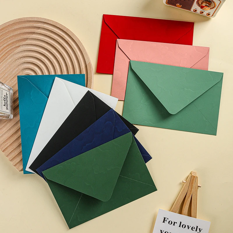 50pcs Green Envelope for Wedding 11x15.5cm Postcards Giftbox Message 150g Paper Texture Invitations Business Letters Storage Bag