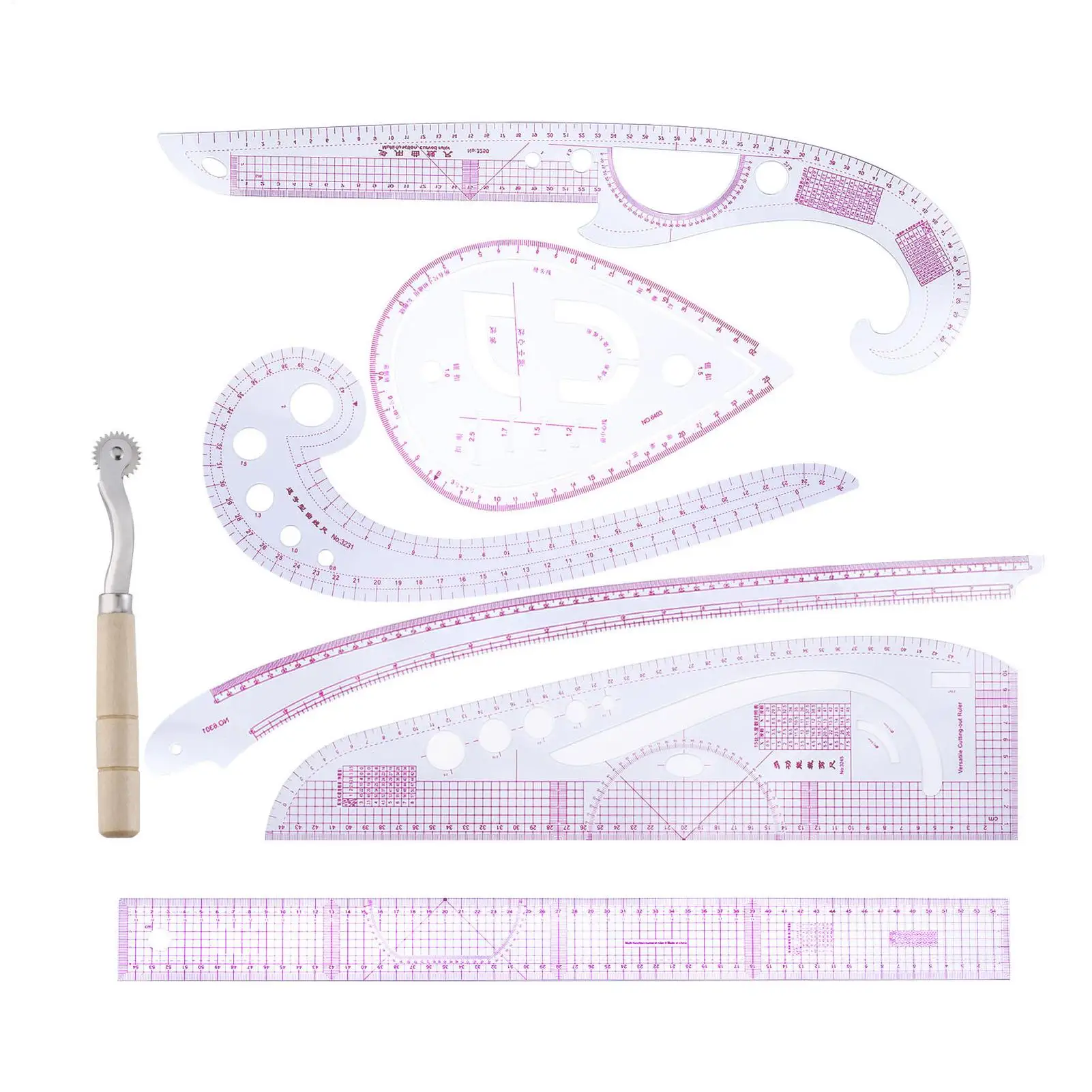 7 Piece Curve Ruler Set Flexible Tailoring Templates for Dressmaking, Pattern Drafting & DIY Sewing Projects