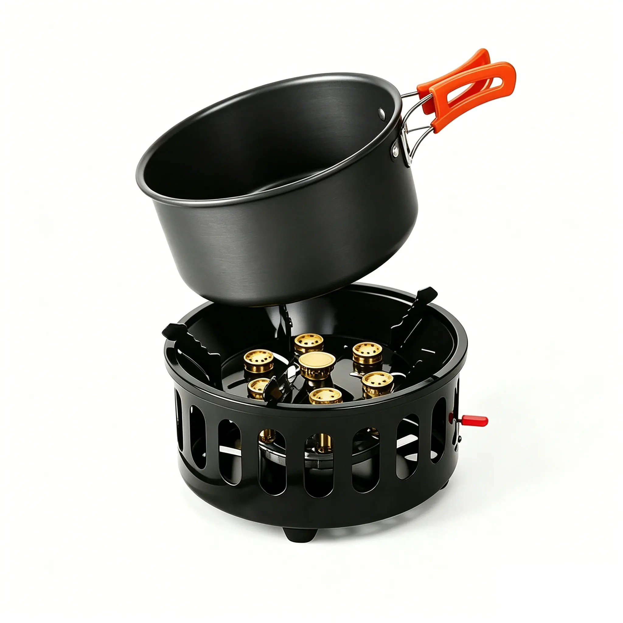 

7-Core Camping Stove High-Power Strong Fire Portable Bring a boiling pot Windproof Electronic ignition Camping Equipment