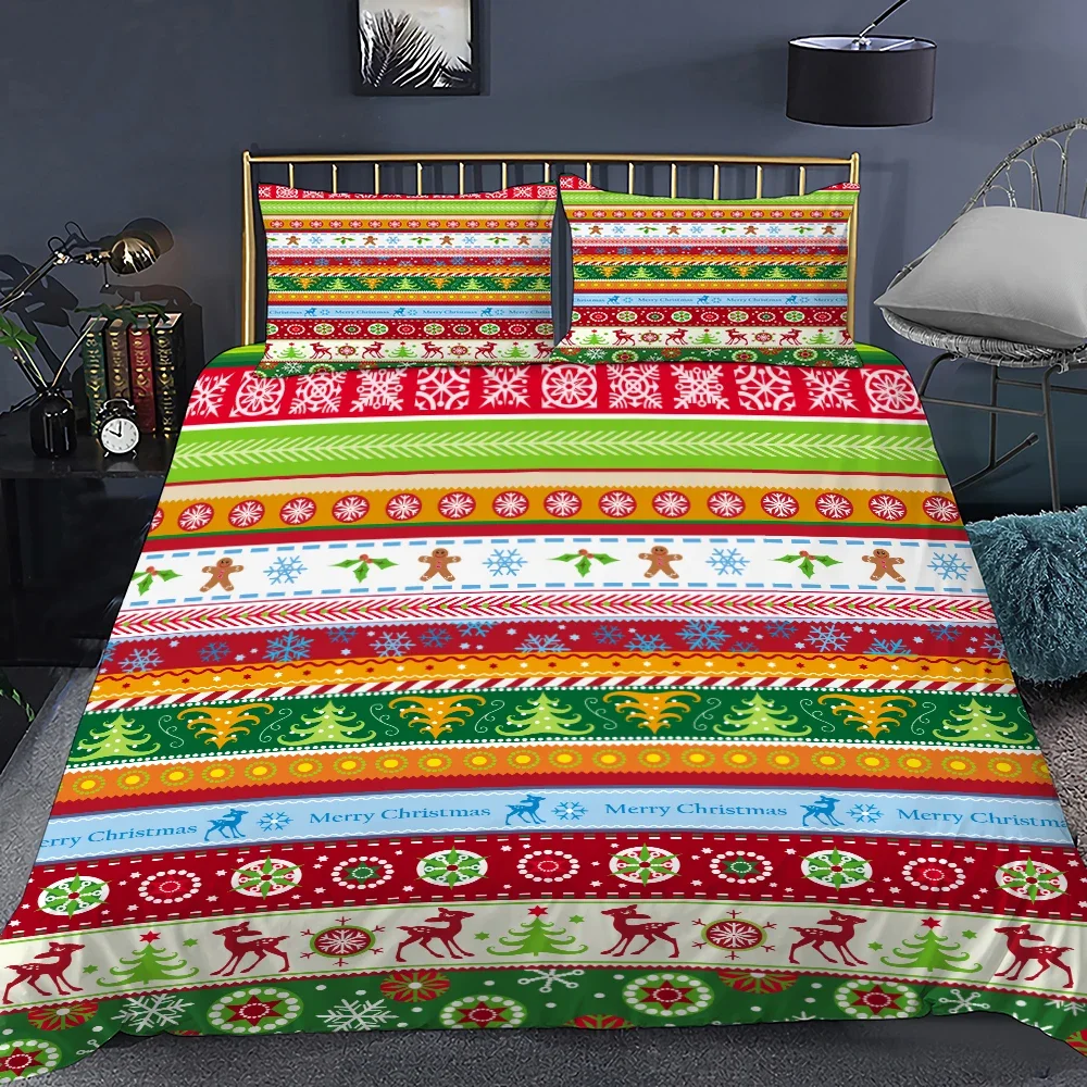Red Merry Christmas King Queen Duvet Cover Kids Christmas Quilt Cover Santa Claus Bedding Set 1/2pcs Microfiber Comforter Cover