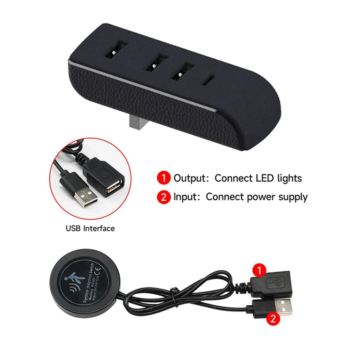 Car Interior Ambient Light Symphony App Automatic OFF Module 30 Seconds USB Expansion Dock 110cm Strip For Tesla Model 3 Y S X